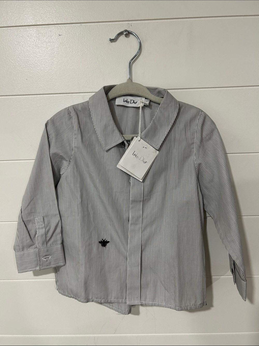 babyDior Boys' Gray Pinstripe Button-Down Shirt